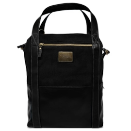 Bolsa Carteiro de Lona e Couro Jean - Lona Preta/Couro Café Bolsa Carteiro de Lona e Couro Jean - Lona Preta/Couro Café