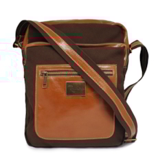 Bolsa Carteiro de Lona e Couro Philip – Marrom Café Bolsa Carteiro de Lona e Couro Philip – Marrom Café