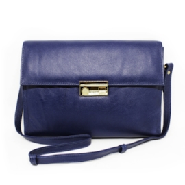 Bolsa Carteiro Feminina de Couro Giulia - Azul Marinho Bolsa Carteiro Feminina de Couro Giulia - Azul Marinho
