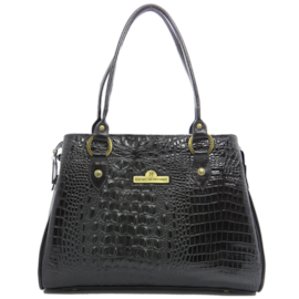Bolsa de Couro Anne – Couro Croco Preto Bolsa de Couro Anne – Couro Croco Preto