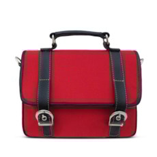 Bolsa de Couro e Lona Retrô – Vermelho Bolsa de Couro e Lona Retrô – Vermelho