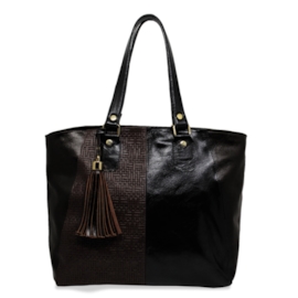 Bolsa de Couro Renata - Preto/Chocolate/Trecê Café Bolsa de Couro Renata - Preto/Chocolate/Trecê Café