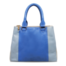 Bolsa Feminina de Couro Maíra - Azul Celeste/Azul jeans/Off-white Bolsa Feminina de Couro Maíra - Azul Celeste/Azul jeans/Off-white