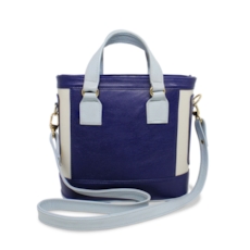 Bolsa Feminina de Couro Satchel Lorena - Azul Marinho