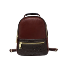 Bolsa Mochila Feminina de Couro Bárbara - Pinhão/Croco Chocolate Bolsa Mochila Feminina de Couro Bárbara - Pinhão/Croco Chocolate