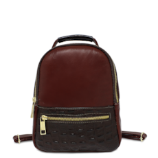 Bolsa Mochila Feminina de Couro Bárbara - Pinhão/Croco Chocolate Bolsa Mochila Feminina de Couro Bárbara - Pinhão/Croco Chocolate