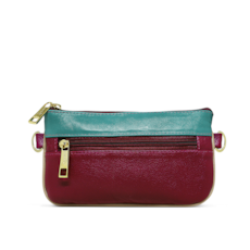 Bolsa Pochete de Couro Feminina Isa - Rosa/ Azul Turquesa Bolsa Pochete de Couro Feminina Isa - Rosa/ Azul Turquesa