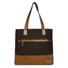 Bolsa Tote de Lona e Couro Rafa - Marrom Café/Caramelo | Por Nanda Soares Bolsa Tote de Lona e Couro Rafa - Marrom Café/Caramelo | Por Nanda Soares