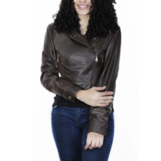 Jaqueta Feminina de Couro modelo Vênus - Marrom Café Jaqueta Feminina de Couro modelo Vênus - Marrom Café