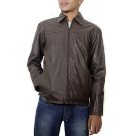 Jaqueta Masculina de Couro Braga - Marrom Café Jaqueta Masculina de Couro Braga - Marrom Café
