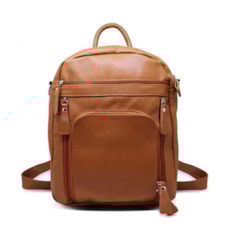 Mochila de Couro Unisex - Caramelo Mochila de Couro Unisex - Caramelo