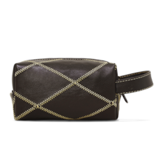 Necessaire de Couro Patchwork - Marrom Café Necessaire de Couro Patchwork - Marrom Café