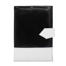 Porta Agenda de Couro - Preto/Branco Porta Agenda de Couro - Preto/Branco