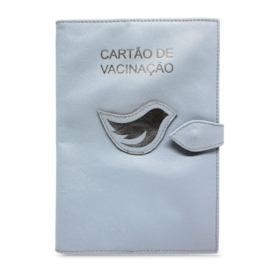 Porta Cartão de Vacina de Couro - Azul Bebê / Prata Porta Cartão de Vacina de Couro - Azul Bebê / Prata