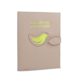 Porta Cartão de Vacina de Couro - Nude / Dourado Porta Cartão de Vacina de Couro - Nude / Dourado