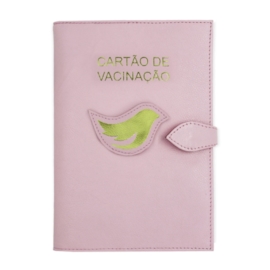 Porta Cartão de Vacina de Couro - Rosa Bebê / Dourado Porta Cartão de Vacina de Couro - Rosa Bebê / Dourado