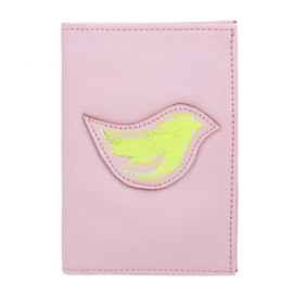 Porta Passaporte de Couro Bird - Rosa Bebê / Dourado Porta Passaporte de Couro Bird - Rosa Bebê / Dourado
