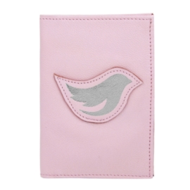 Porta Passaporte de Couro Bird - Rosa Bebê / Prata Porta Passaporte de Couro Bird - Rosa Bebê / Prata