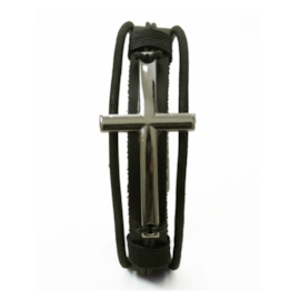 Pulseira de Couro Cruz – Preto Pulseira de Couro Cruz – Preto