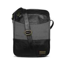 Shoulder Bag Couro e Lona Sam - Preto/Cinza | Por Nanda Soares Shoulder Bag Couro e Lona Sam - Preto/Cinza | Por Nanda Soares