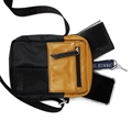 Shoulder Bag de Couro e Nylon Nick - Mostarda/ Preto