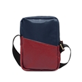 Shoulder Bag de Couro e Nylon Oliver - Azul/Vermelho
